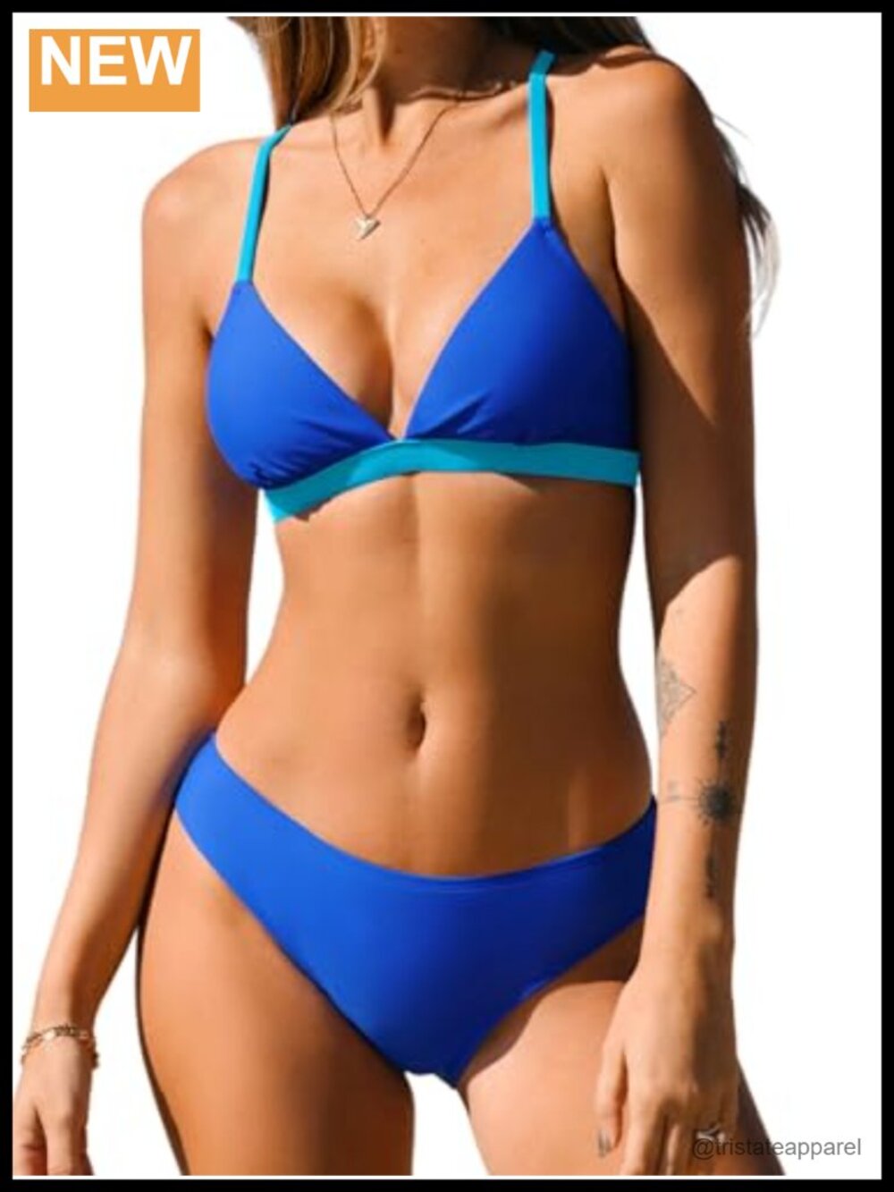 Women's Triangle Bikini Set V Neck Two Piece Swimsuit Crossback